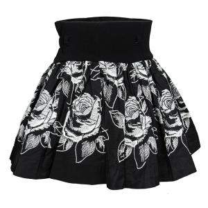 Monnalisa Monochrome Rose Emroidered Gathered Skirt 4 Yrs