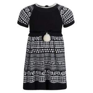 Monnalisa Monochrome Knit Pom-Pom Detail Short Sleeve Dress 4 Yrs