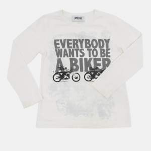Pre Owned Moschino Kids White Printed Jersey Long Sleeve T-Shirt 4 Yrs