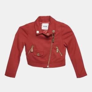 Moschino Kid Red Jersey Zip-Up Jacket 4 Yrs 