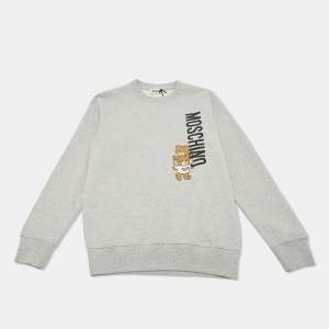 Moschino Teen Grey Teddy Print Cotton Crewneck Sweatshirt 14 Yrs 