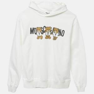 Pre Owned Moschino Teen White Teddy Print Cotton Hoodie 12Yrs