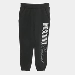 Pre Owned Moschino Kids Black Cotton Rhinestone Sweatpants 8 Yrs