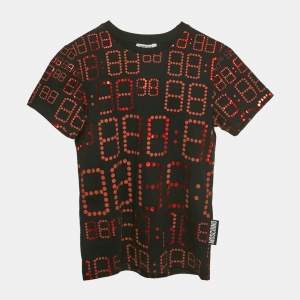 Pre Owned Moschino Teen Black Printed Jersey Crewneck T-Shirt 10Yrs