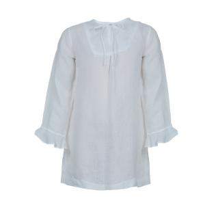 فستا�ن أوسكار دي لا رينتا كتان أبيض بأكمام طويلة مقاس 5 سنوات