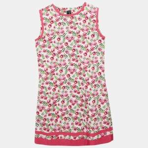 Oscar de la Renta Kids Pink Floral Print Cotton Sleeveless Dress 12 Yrs
