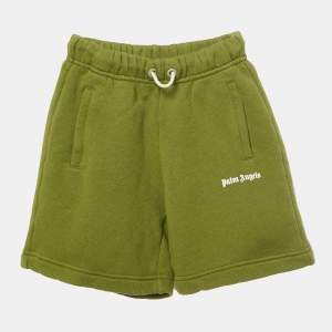 Pre Owned Palm Angels Kids Green Logo Print Shorts 6Yrs