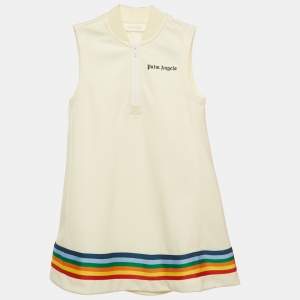 Pre Owned Palm Angels Kids Cream Rainbow Trim Track Dress 6 Yrs