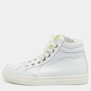 Philipp Plein White Leather Nick High Top Sneakers Size 35