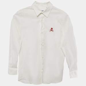 Philipp Plein Junior White Cotton Little Boss Shirt 10 Yrs 
