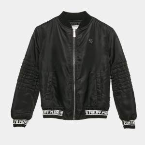 Philipp Plein Junior Black Nylon Zip-Up Jacket 10 Yrs 