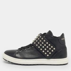 Pre Owned Philipp Plein Black Leather Skyler High Top Sneakers Size 37