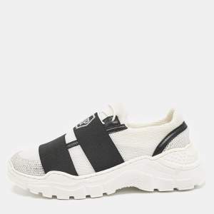 Philipp Plein White Mesh and Suede Crystal Embellished Runner Statement Sneakers Size 32
