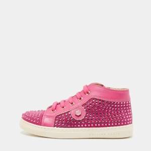 Philipp Plein Pink Suede Crystal Embellished High Top Sneakers Size 28
