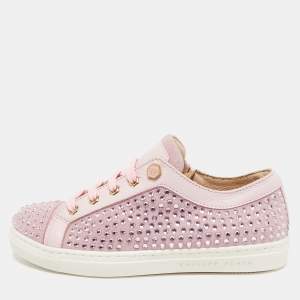 Philipp Plein Pink Leather and Suede Mya Sneakers Size 30
