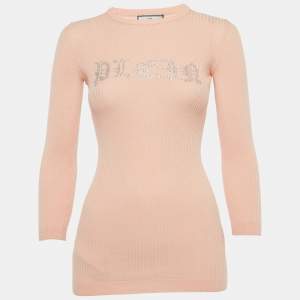 Pre Owned Philipp Plein Junior Pink Crystal Knit Day Dress 8 Yrs 