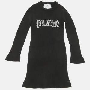Pre Owned Philipp Plein Junior Black Crystal Rib Knit Day Dress 6Yrs 