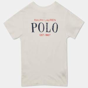 Pre Owned Polo Ralph Lauren Kids White Logo Print Jersey T-Shirt 3 Yrs