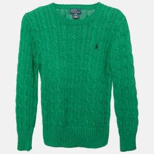 Pre Owned Polo Ralph Lauren Kids Green Cable Knit Sweater 8Yrs
