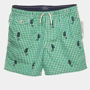 Pre Owned Polo Ralph Lauren Kids Green Checks Cotton Shorts M/10-12Yrs