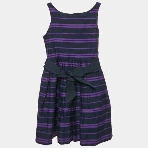 Polo Ralph Lauren Kids Newport Navy Stripe Cotton Sleeveless Fit and Flare Dress 6 Yrs