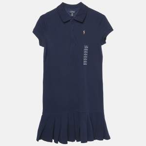 Polo Ralph Lauren Kids Blue Cotton Pique Pleated Polo Dress 12/14 Yrs  