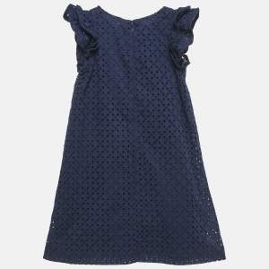 Polo Ralph Lauren Kids Blue Eyelet Cotton A-Line Dress 6 Yrs 