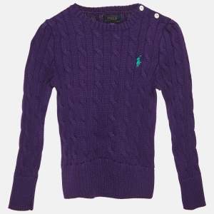Polo Ralph Lauren Kids College Purple Cotton Cable Knit Sweater 3 Yrs