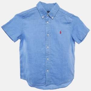 Polo Ralph Lauren Blue Linen Button Front Shirt 6 Yrs