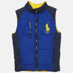 Polo Ralph Lauren Kids Blue/Yellow Synthetic Reversible Puffer Vest 6 Yrs 