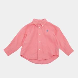 Pre Owned Ralph Lauren Kids Pink Linen Full Sleeve Shirt 18M