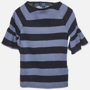 Polo Ralph Lauren Kids Blue Stripe Cotton Knit Bell Sleeve Top 7 Yrs