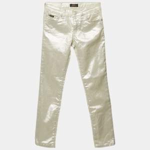Pre Owned Polo Ralph Lauren Kids Sliver Metallic The Tompkins Skinny Jeans 8-10 Yrs 