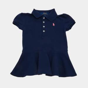 Pre Owned Polo Ralph Lauren Kids Navy Blue Cotton peplum T-Shirt 5Yrs