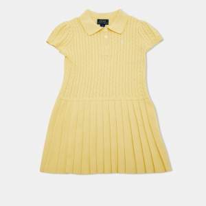 مملوكة مسبقًا Polo Ralph Lauren Kids Yellow Cable Knit Dress Size 3 Yrs