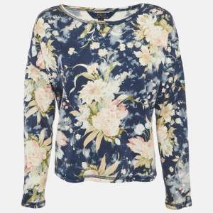 Pre Owned Polo Ralph Lauren Girls Blue Floral Print Top 12-14Yrs