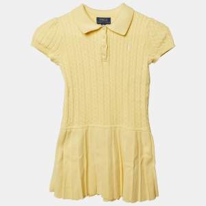 مملوكة مسبقًا Polo Ralph Lauren Yellow Cable Knit Polo Dress 5 Years
