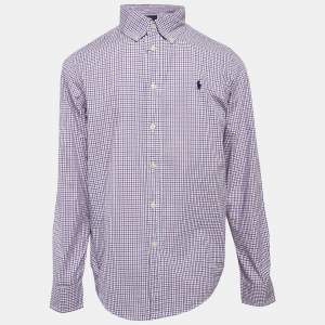 Ralph Lauren Kids Purple Checks Cotton Long Sleeve Shirt 14/16 Yrs 