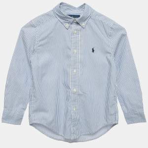 Pre Owned Ralph Lauren Kids Blue Striped Cotton Shirt 5Yrs