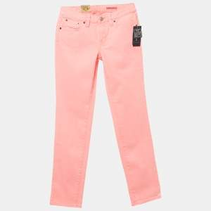 Ralph Lauren Kids Florescent Pink Denim Bowery Skinny Fit Jeans 12 Yrs Waist 25"
