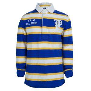Ralph Lauren Blue and Yellow Striped Long Sleeve Polo T-Shirt 5 Yrs