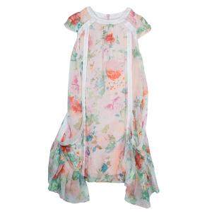 Roberto Cavalli Angels Multicolor Floral Print Silk Dress 6 Yrs