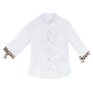 قميص روبرتو كافالي آينجلز أبيض برقبة بكرانيش وأزرار أمامية 6 سنوات