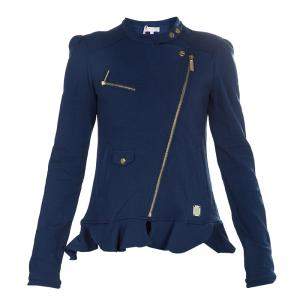 Roberto Cavalli Angels Navy Blue Frill Detail Biker Jacket 8 Yrs 