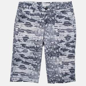 Roberto Cavalli Kids Blue Lizard Print Gabardine Bermuda Shorts L