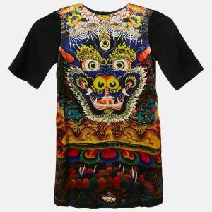 Roberto Cavalli Kids Multicolor Printed Satin and Knit Dress 8 Yrs