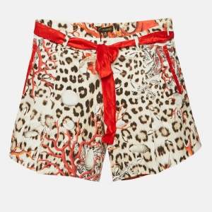 Roberto Cavalli Kids Brown/Red Leopard Print Cotton Shorts 10 Yrs 