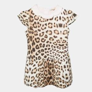 Pre Owned Roberto Cavalli Brown Leopard Jersey Dress 24M