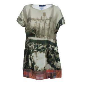 Roma e Tosca Beige New York Printed Silk Tunic Dress 10 Yrs 