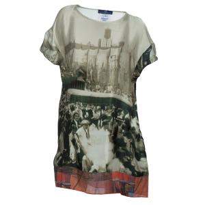 Roma e Tosca Beige New York Printed Silk Tunic Dress 12 Yrs 